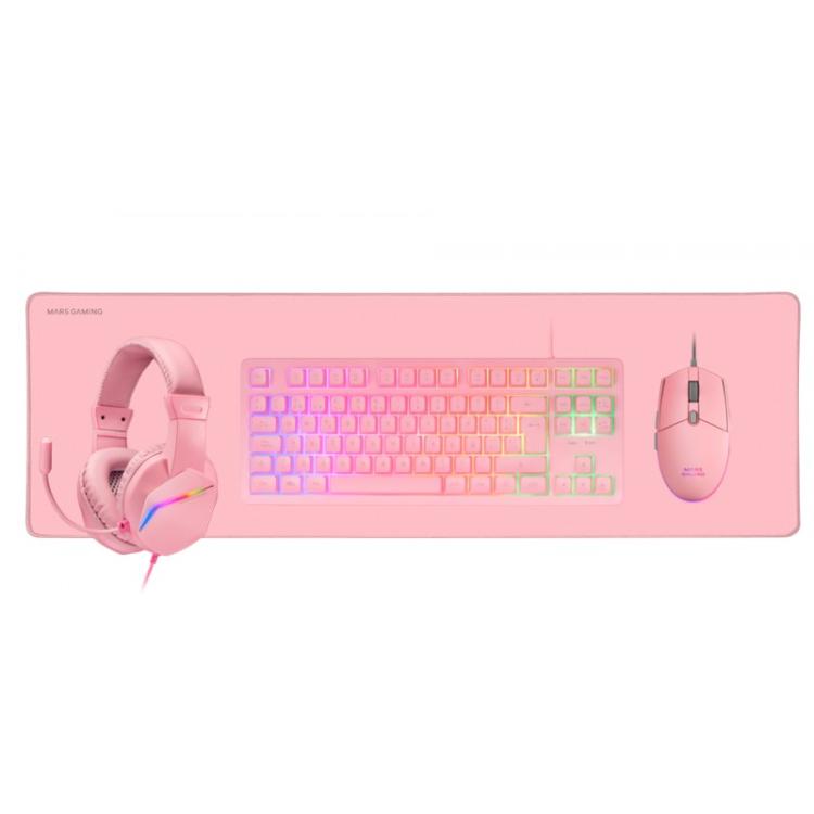 Mars Gaming - MCP-RGB3, Pack Gaming Teclado Fixed RGB + Ratón Gaming RGB Flow 3200 DPI + Auriculares Over-Ear RGB + Alfombrilla
