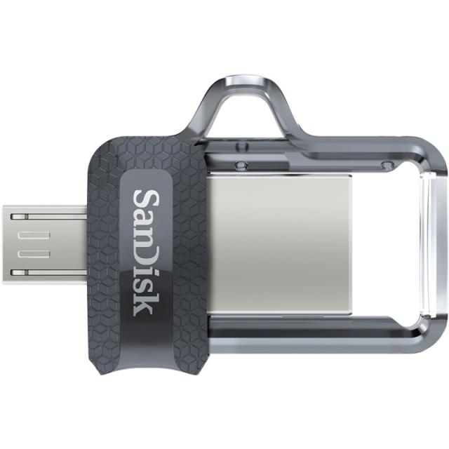 SanDisk - Ultra Dual m3.0 unidad flash USB 32 GB USB Type-A / Micro-USB 3.2 Gen 1 (3.1 Gen 1) Negro, Plata, Transparente