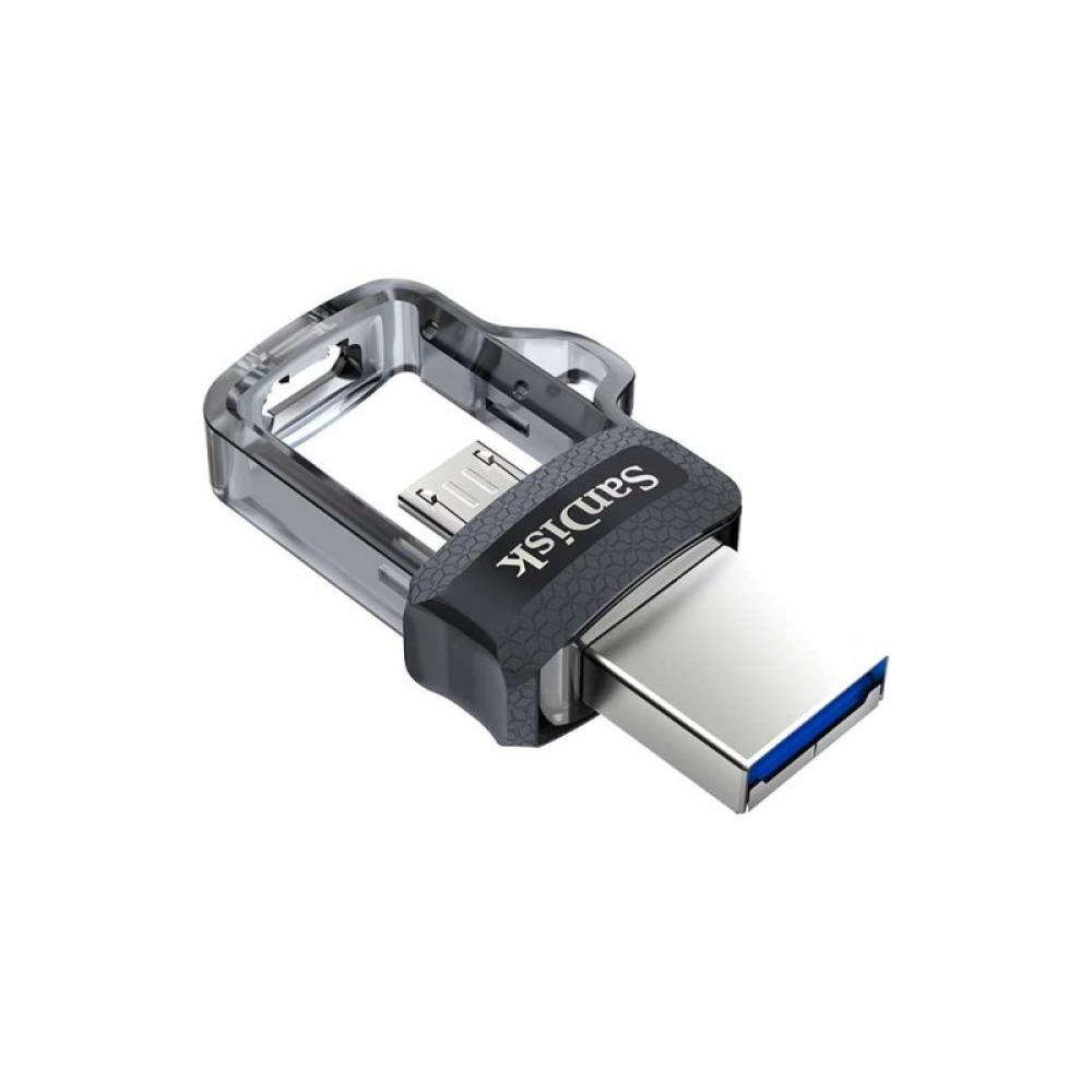 SanDisk - Ultra Dual m3.0 unidad flash USB 32 GB USB Type-A / Micro-USB 3.2 Gen 1 (3.1 Gen 1) Negro, Plata, Transparente