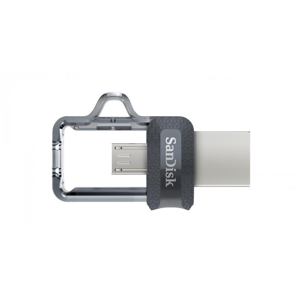 SanDisk - Ultra Dual m3.0 unidad flash USB 32 GB USB Type-A / Micro-USB 3.2 Gen 1 (3.1 Gen 1) Negro, Plata, Transparente
