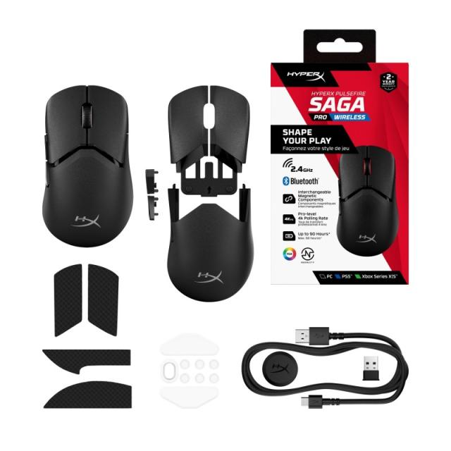 HyperX - Pulsefire Saga Pro: ratón gaming inalámbrico (negro)