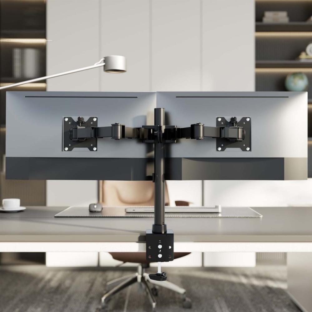 AISENS - Soporte de Mesa Eco Giratorio e Inclinable para Monitor/TV 20kg (3 Pivotes, 2 Brazos) de 17"-35", Negro