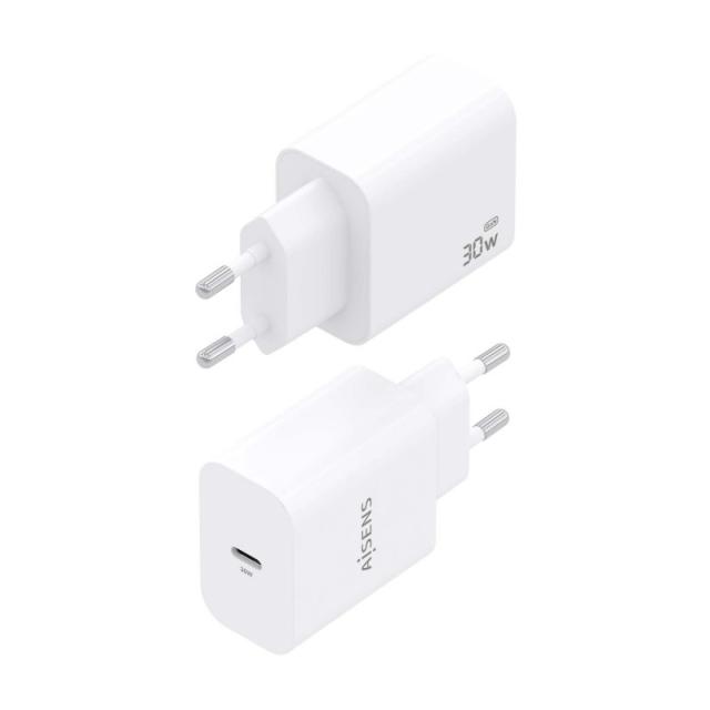 AISENS - Cargador GaN 30W, 1xUSB-C PD3.0, Blanco - A110-0940