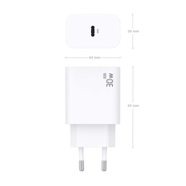 AISENS - Cargador GaN 30W, 1xUSB-C PD3.0, Blanco - A110-0940