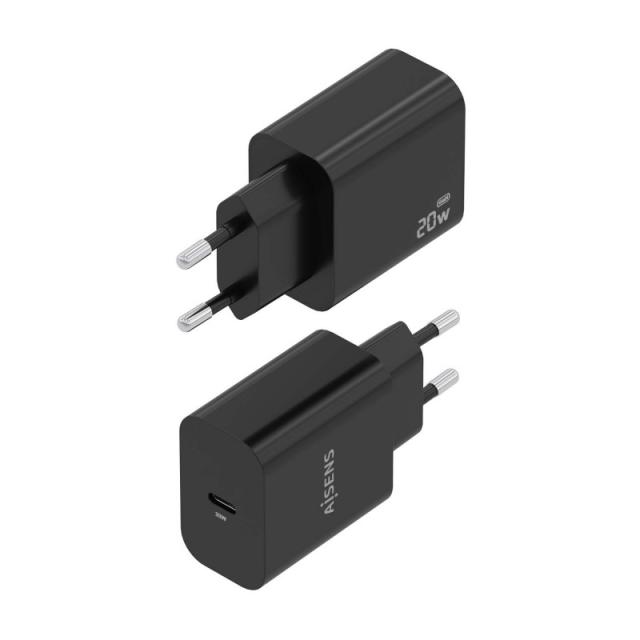 AISENS - Cargador GaN 20W, 1xUSB-C PD3.0, Negro