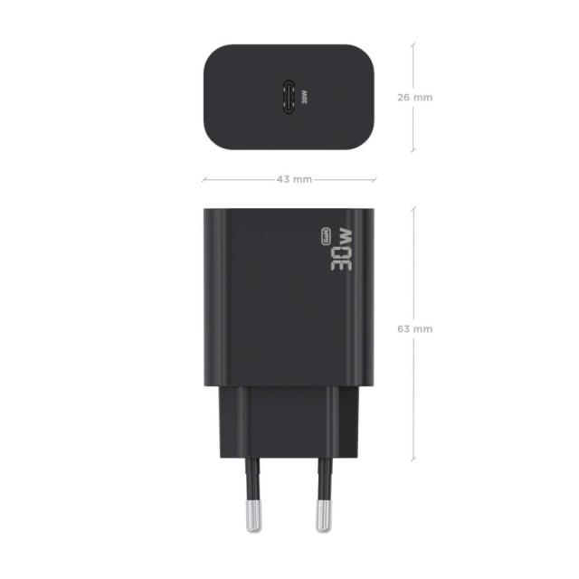 AISENS - Cargador GaN 30W, 1xUSB-C PD3.0, Negro - A110-0941