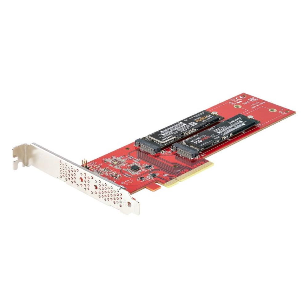 StarTech.com - Tarjeta PCIe Adaptadora para 2 SSDs M.2, PCI Express x8 o x16 a NVMe Doble o SSDs M.2 AHCI, PCI Express 4.0, 7,8G