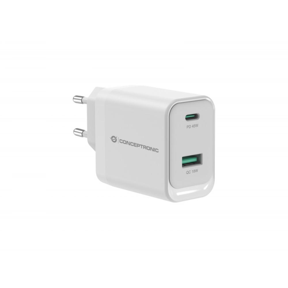 Conceptronic - ALTHEA20W45 cargador de dispositivo móvil Universal Blanco Corriente alterna Carga rápida Interior