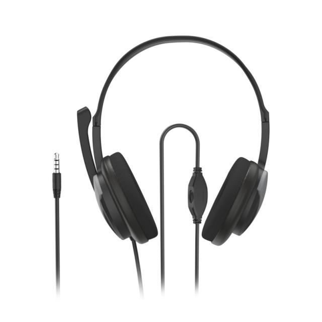 Hama - "HS-P100 V2" Auriculares de oficina para PC, estéreo, negro
