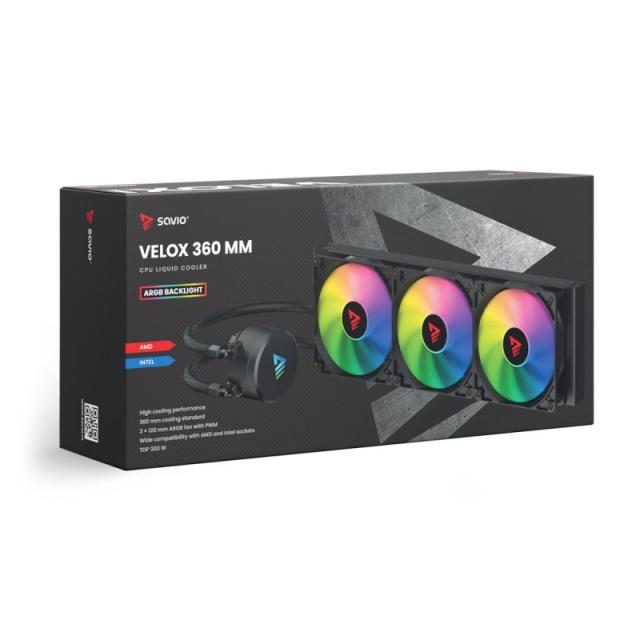 Savio - VELOX 360 MM sistema de refrigeración para ordenador Procesador Sistema de refrigeración líquida todo en uno 36 cm Negro