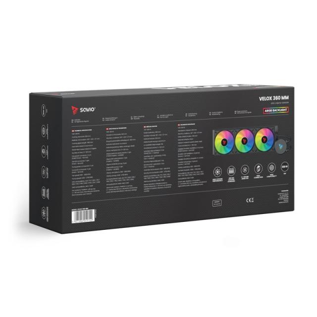 Savio - VELOX 360 MM sistema de refrigeración para ordenador Procesador Sistema de refrigeración líquida todo en uno 36 cm Negro