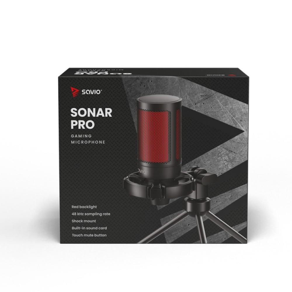 Savio - wired gaming microphone with backlight tripod USB SONAR PRO Negro, Rojo Micrófono para videoconsola