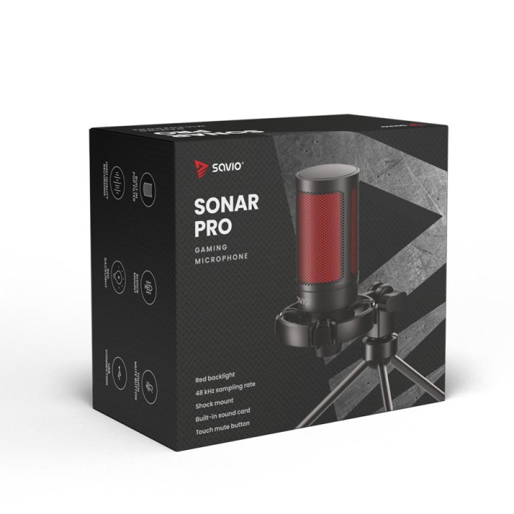 Savio - wired gaming microphone with backlight tripod USB SONAR PRO Negro, Rojo Micrófono para videoconsola