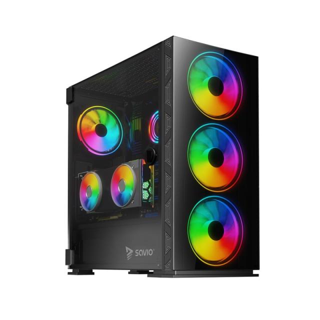 Savio - PC Case Prime X1 ARGB Glass Black Midi Tower Negro