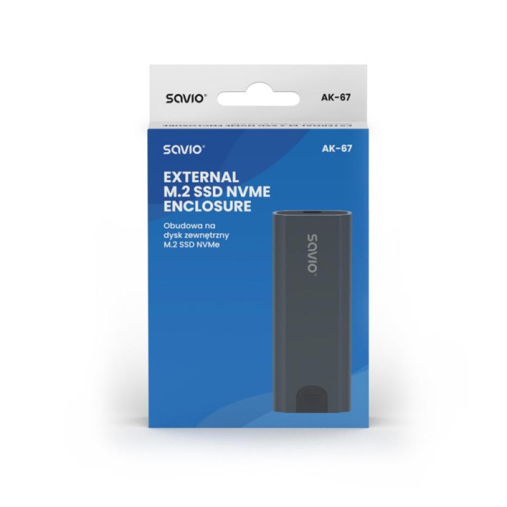 Savio - AK-67 caja para disco duro externo Caja externa para unidad de estado sólido (SSD) Gris M.2