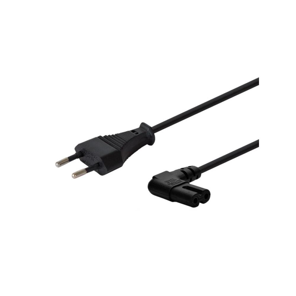 Savio - CL-144 Power cable Black 3 m angled Negro 2 pines IEC Type E (3.4 mm, 3.1 mm)