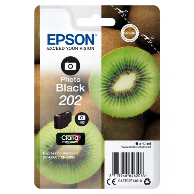 Epson - Kiwi Singlepack Photo Black 202 Claria Premium Ink