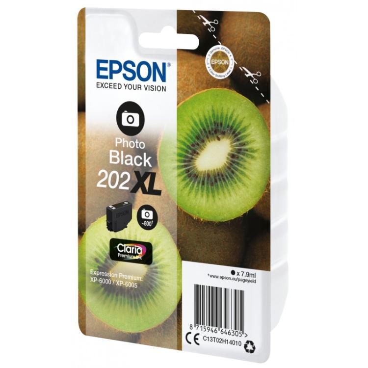 Epson - Kiwi Singlepack Photo Black 202XL Claria Premium Ink