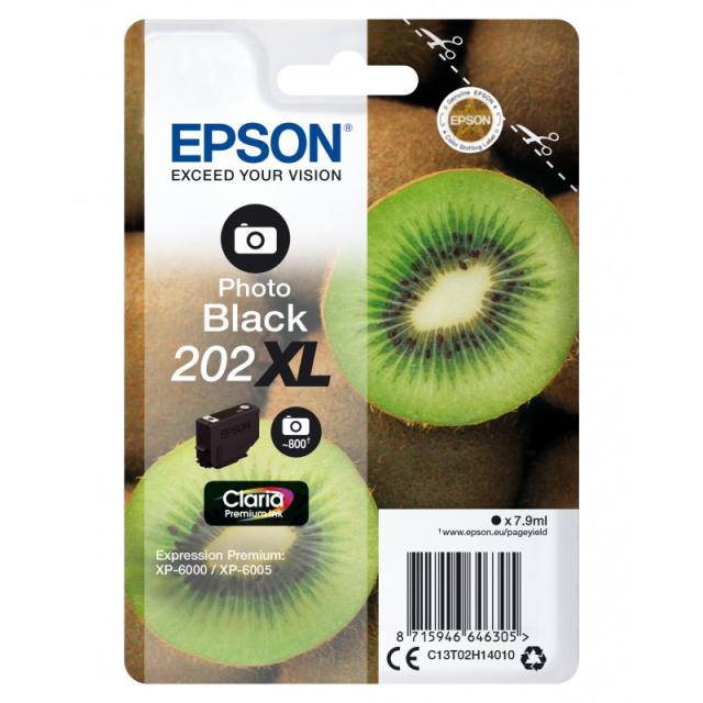 Epson - Kiwi Singlepack Photo Black 202XL Claria Premium Ink