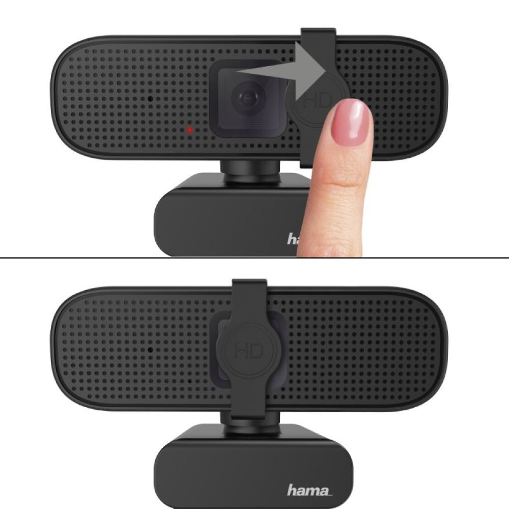 Hama - PC Webcam "C 400", calidad FULL HD, con micrófono y base para montar en pantalla, color negro.