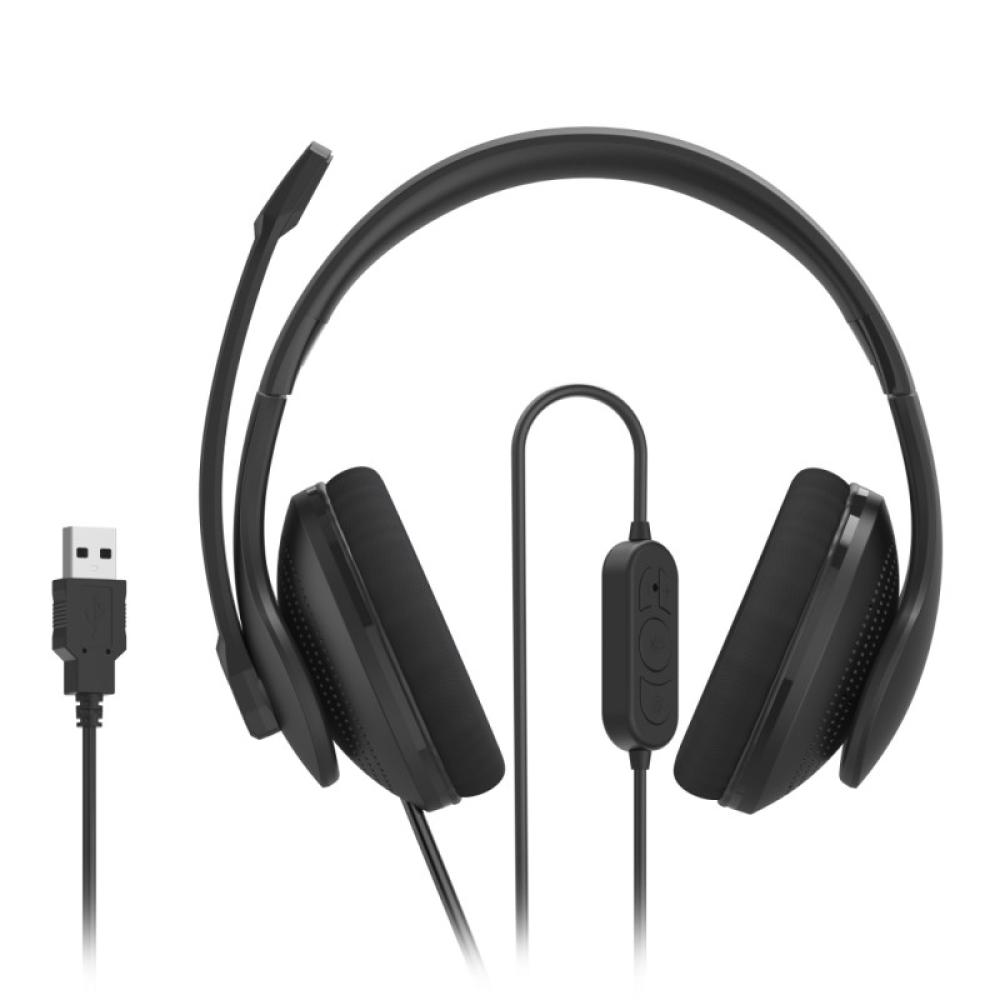 Hama - HS-USB300 V2 Auriculares Alámbrico Diadema Oficina/Centro de llamadas USB tipo A Negro