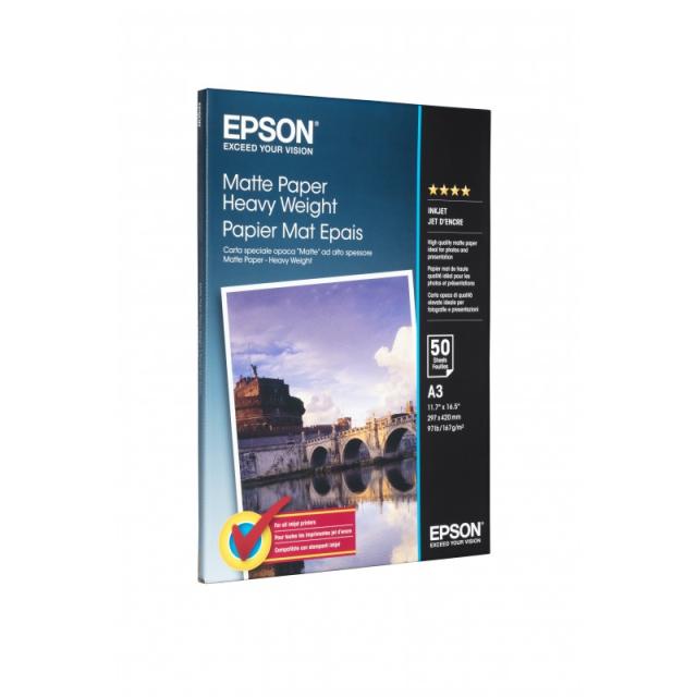 Epson - Matte Paper Heavy Weight, DIN A3, 167 g/m², 50 hojas