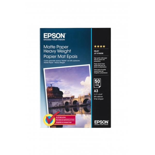 Epson - Matte Paper Heavy Weight, DIN A3, 167 g/m², 50 hojas