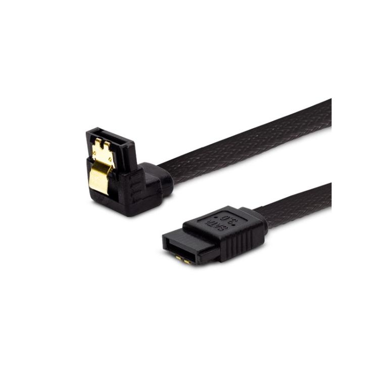 Savio - GAK-04 Kabel SATA III 30cm, oplot czarny, ktowy, zote zatrzaski cable de SATA 0,3 m SATA 7-pin 2 x SATA 7-pin Negro
