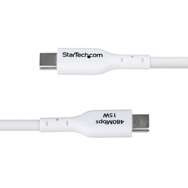 StarTech.com - Cable Cargador USB-A a USB-C de 3m - Cable Adaptador USB-A a USB Tipo C - 3A - Cable de Carga y S - USB2AC3MNCWHE