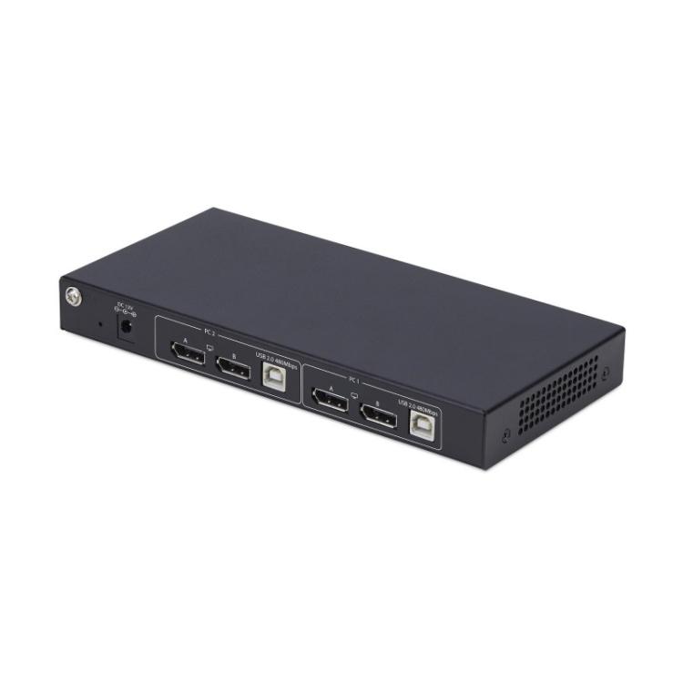 StarTech.com - Switch KVM DisplayPort de 2 Puertos y 2 Pantallas - Conmutador KVM con Hub USB de 4 Puertos - con Matriz de Vídeo