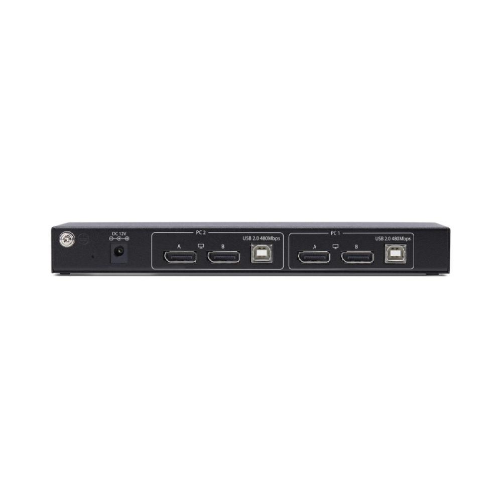 StarTech.com - Switch KVM DisplayPort de 2 Puertos y 2 Pantallas - Conmutador KVM con Hub USB de 4 Puertos - con Matriz de Vídeo