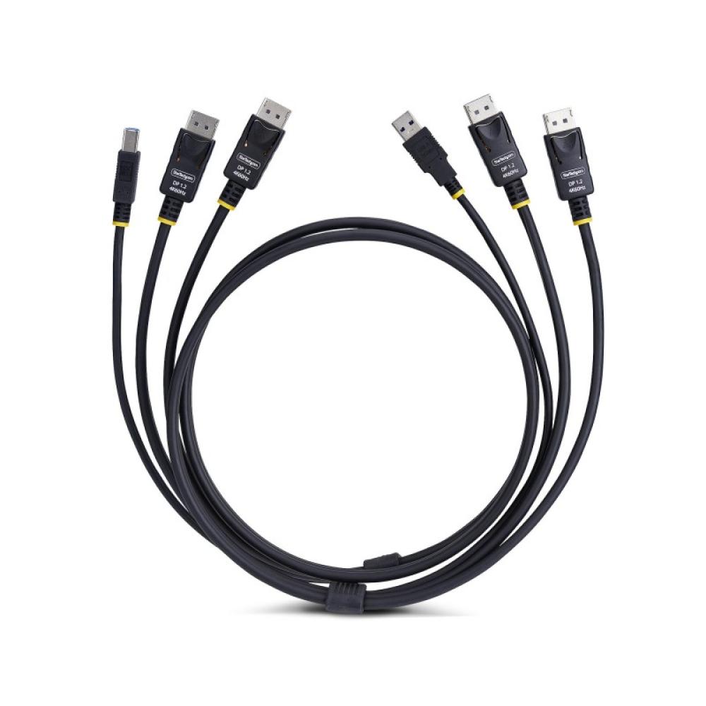 StarTech.com - Cable KVM DisplayPort de Doble Pantalla con USB 5Gbps de 1,8m - 4K 60Hz - DP 1.2 - Cable para Conmutador KVM para