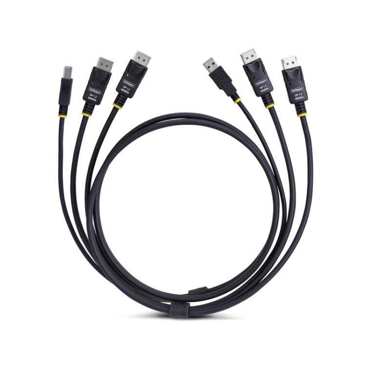 StarTech.com - Cable KVM DisplayPort de Doble Pantalla con USB 5Gbps de 1,8m - 4K 60Hz - DP 1.2 - Cable para Conmutador KVM para