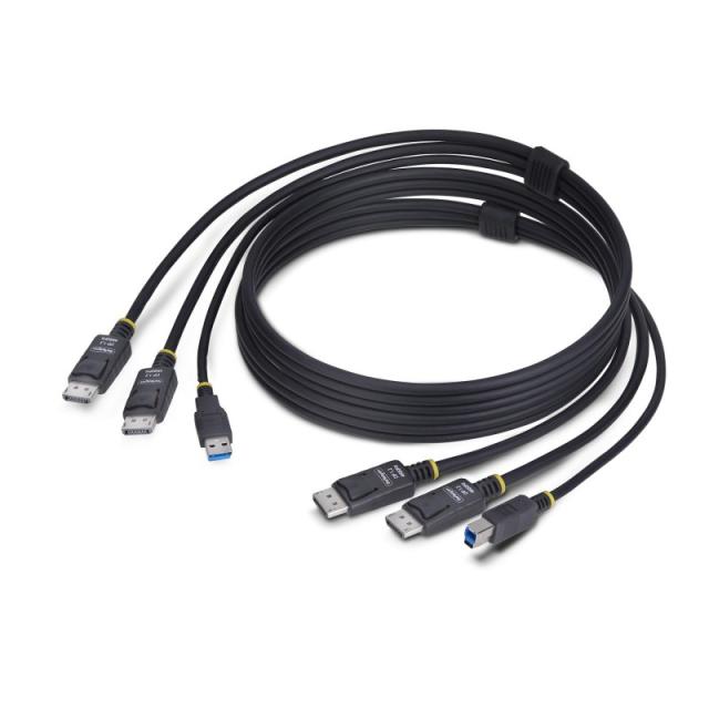 StarTech.com - Cable KVM DisplayPort de Doble Pantalla con USB 5Gbps de 1,8m - 4K 60Hz - DP 1.2 - Cable para Conmutador KVM para