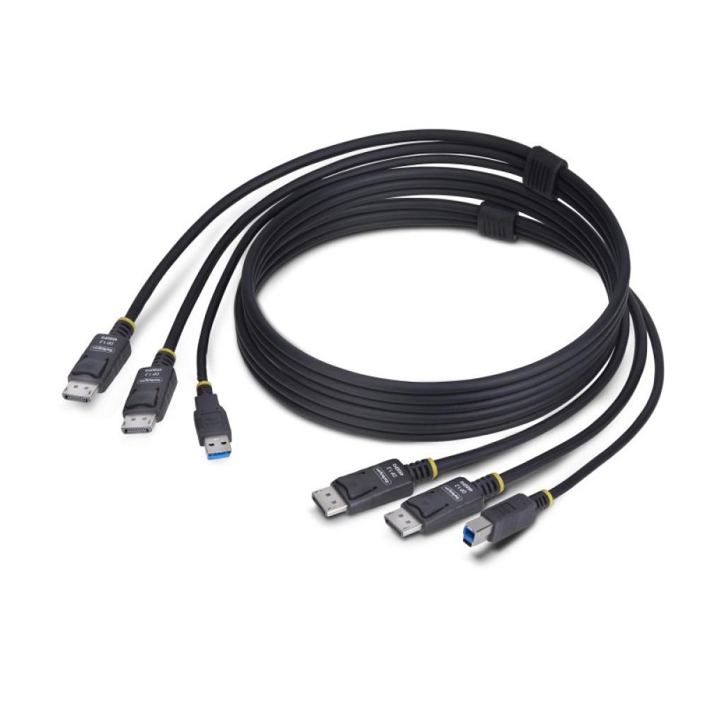 StarTech.com - Cable KVM DisplayPort de Doble Pantalla con USB 5Gbps de 1,8m - 4K 60Hz - DP 1.2 - Cable para Conmutador KVM para