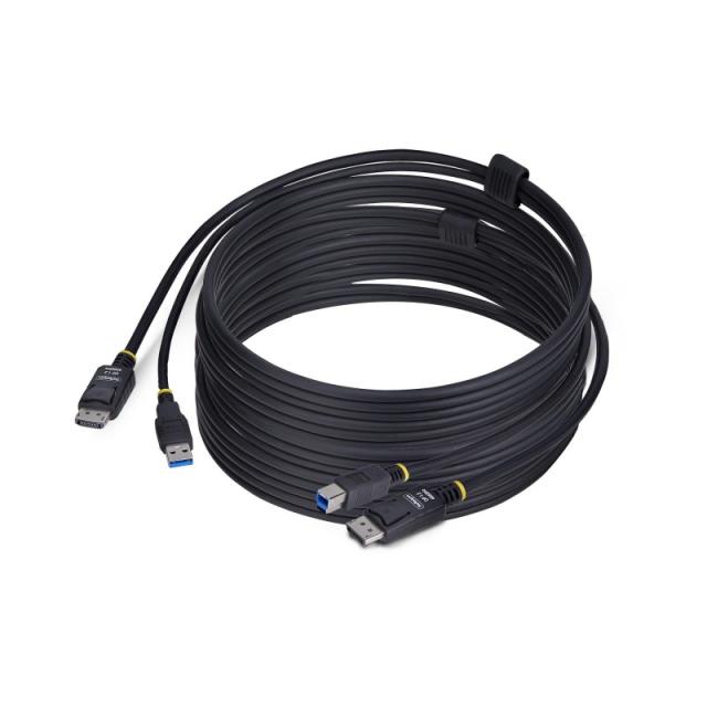 StarTech.com - Cable KVM DisplayPort y USB 3.0 5Gbps de 3m - 4K 60Hz - Cable Combo DP 1.2 y USB para Switch Conmutador KVM
