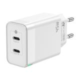 AISENS - Cargador Gan 45W, 2xUSB-C PD3.0 QC4.0, Blanco