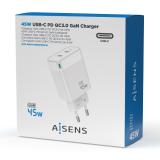 AISENS - Cargador Gan 45W, 2xUSB-C PD3.0 QC4.0, Blanco