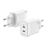 AISENS - Cargador Gan 45W, 2xUSB-C PD3.0 QC4.0, Blanco