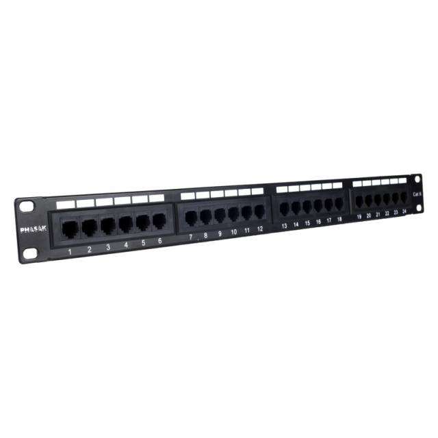 Phasak - Panel de transferencia 19" 24P Cat.6 UTP RJ45 DUAL 1U - PU 2420