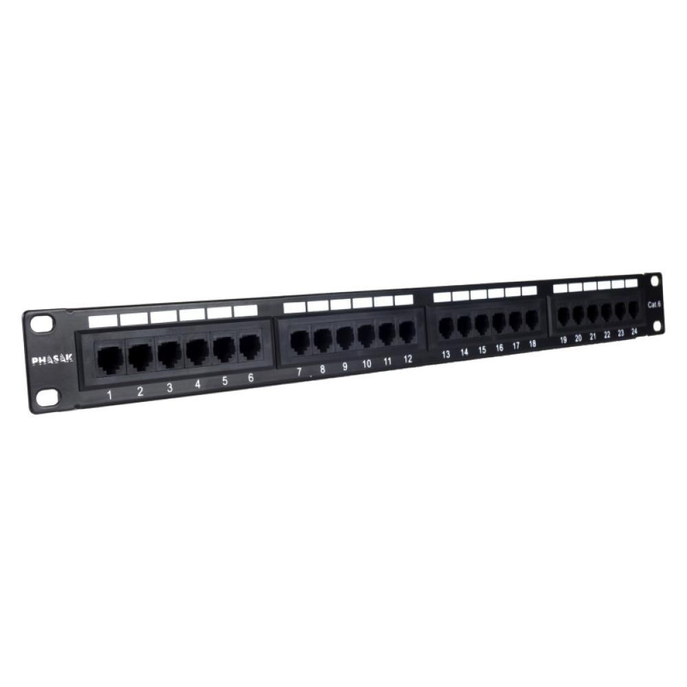 Phasak - Panel de transferencia 19" 24P Cat.6 UTP RJ45 DUAL 1U - PU 2420