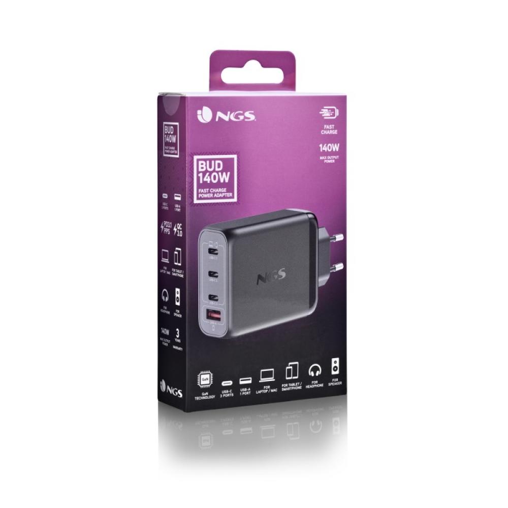 NGS - BUD 140W Universal Negro Corriente alterna Carga rápida Interior
