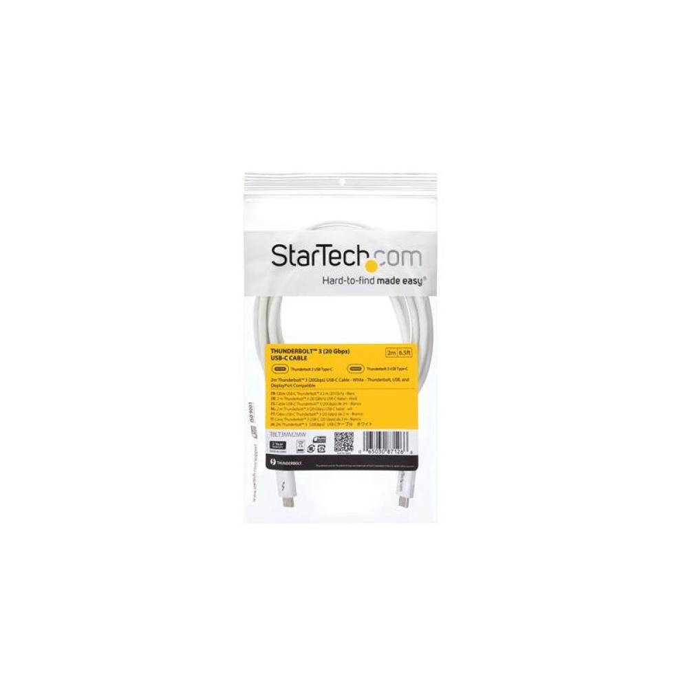 StarTech.com - Cable Thunderbolt 3 Pasivo de 2m - 20Gbps - PD 100W - Vídeo 4K - Cable Thunderbolt - Certificado Thu - TBLT3MM2MW