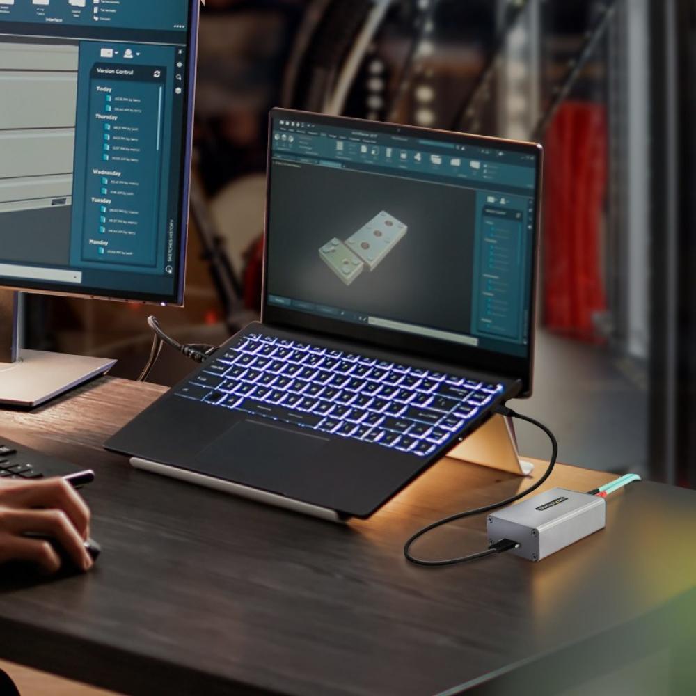 StarTech.com - Extensor USB 3.0 de 2 Puertos sobre Fibra Multimodo OM3 - LC/LC - Hub de 2 Puertos USB-A de 5Gbps - Alcance de 35