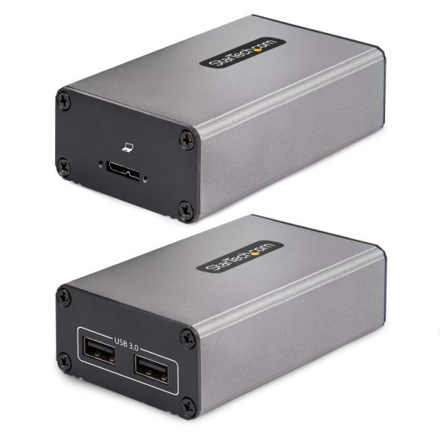 StarTech.com - Extensor USB 3.0 de 2 Puertos sobre Fibra Multimodo OM3 - LC/LC - Hub de 2 Puertos USB-A de 5Gbps - Alcance de 35