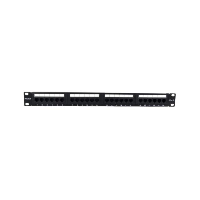 Phasak - Patch panel 19" 24P Cat.6 UTP RJ45 DUAL 1U + Organizador - PU 2424