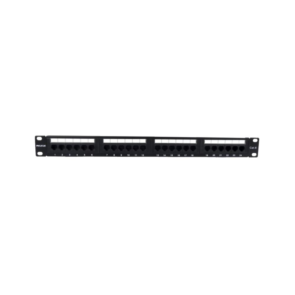 Phasak - Patch panel 19" 24P Cat.6 UTP RJ45 DUAL 1U + Organizador - PU 2424