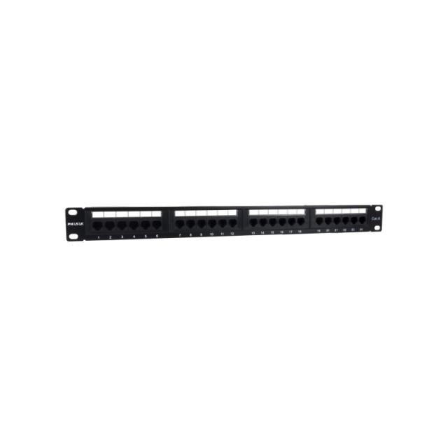 Phasak - Patch panel 19" 24P Cat.6 UTP RJ45 DUAL 1U + Organizador - PU 2424
