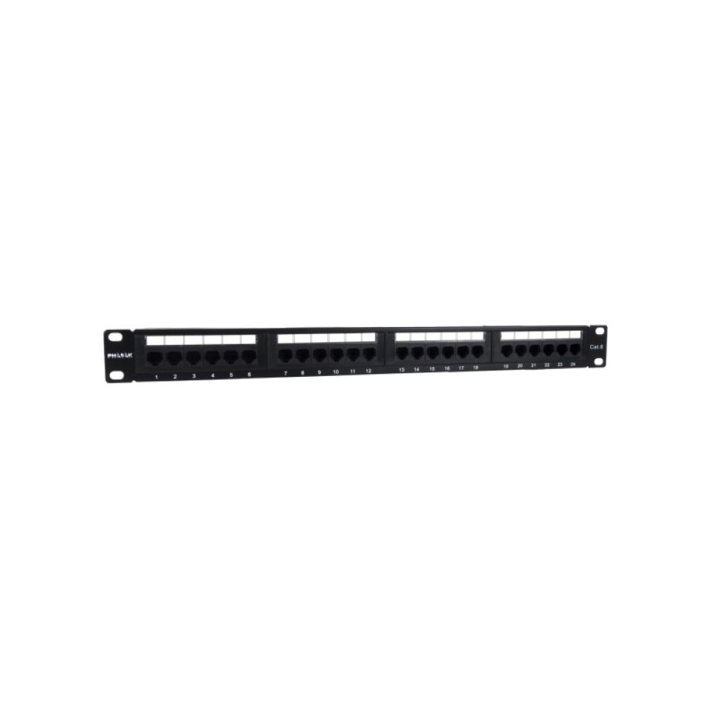 Phasak - Patch panel 19" 24P Cat.6 UTP RJ45 DUAL 1U + Organizador - PU 2424