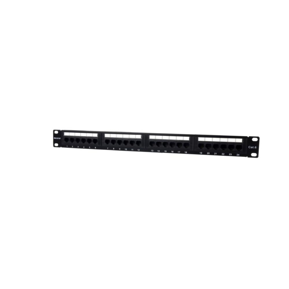 Phasak - Patch panel 19" 24P Cat.6 UTP RJ45 DUAL 1U + Organizador - PU 2424